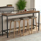 Mesa industrial con altura de barra, mesa de pub con tapa de madera maciza y base negra