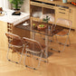 Modern Glass Desktop Geometric Dining Table Metal Base for Dining Room Clearhalo 'Dining Tables & Seating' 'Dining Tables' 'dining_table' 'furn' 'furn_dining_table' 'Furniture' 'Kitchen & Dining Furniture' 1200x1200_ab7f9399-0db9-4ae4-8efc-9ba64de9dc4f