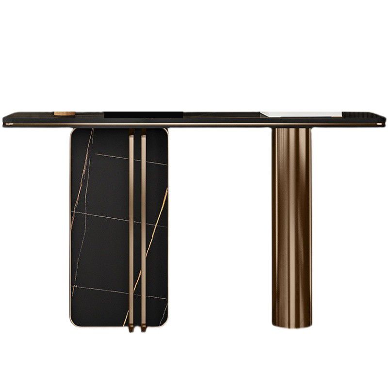 Modern Accent Table Marble Console Table with 1 Shelf for Hall , 33.46 Inch Tall Clearhalo 'Console Tables' 'console_tables' 'Entry & Mudroom Furniture' 'furn' 'furn_console_tables' 'Furniture' 1200x1200_ab8092d9-8046-414f-8269-2ed00992b3ca