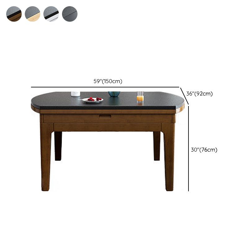 Moderne stenen schaalbare eettafel met houten onderstel voor eetkamer