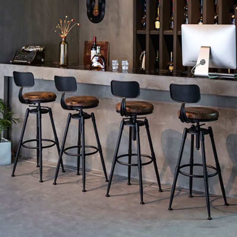 Modern Style Bar-stool Round Seat with Footrest Iron Legs for Kitchen Bar Clearhalo 'Bar Furniture' 'Bar Stools' 'bar_stools' 'furn' 'furn_bar_stools' 'furniture_bar_stools' 'Kitchen & Dining Furniture' 'kitchen&dining_furn' 'kitchen' 'kitchen_furn' Furniture' 1200x1200_ab816305-a166-4a72-abdb-94d4a7544b0f