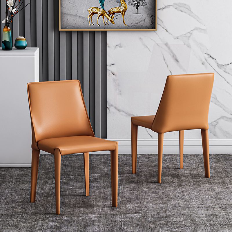 Designer Style Hotel Leather Side Chair Matte Finish Solid Back Dining Chair Clearhalo ' kitchen&dining_furn' 'Dining Chairs' 'Dining Tables & Seating' 'dining_chair' 'furn' 'furn_dining_chair' 'Furniture' 'furniture_dining_chair' 'Kitchen & Dining Furniture' 'kitchen' 1200x1200_ab820df7-23bc-41f0-8fde-ac534fae5311