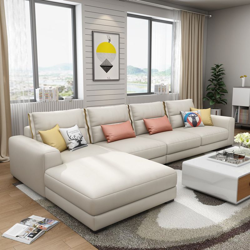 Sofa sectionnel du bras carré 125.98 "W Faux Leather 4 sièges Sectional