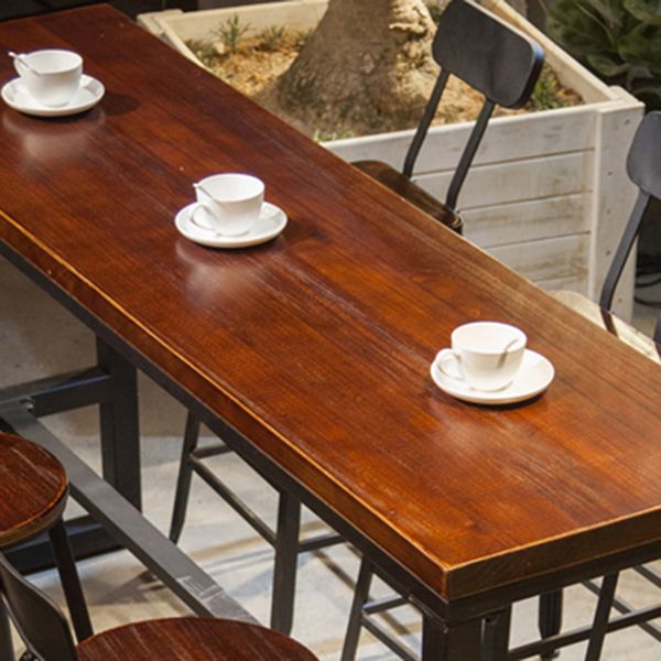 Industrial 1/7 Pieces Bar Table Set Rectangle Wood Counter Table with High Stools