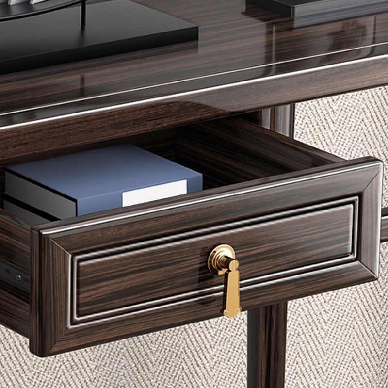 Rectangle Contemporary Console Table Brown Stone Console Sofa Table with 1 Drawer