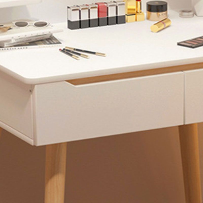 Vanity di trucco in legno contemporaneo con scaffali e 2 cassetti