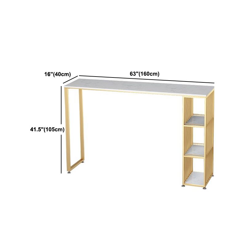 Table de pub glam avec une table de barre de pierre en pierre de rangement en métal doré