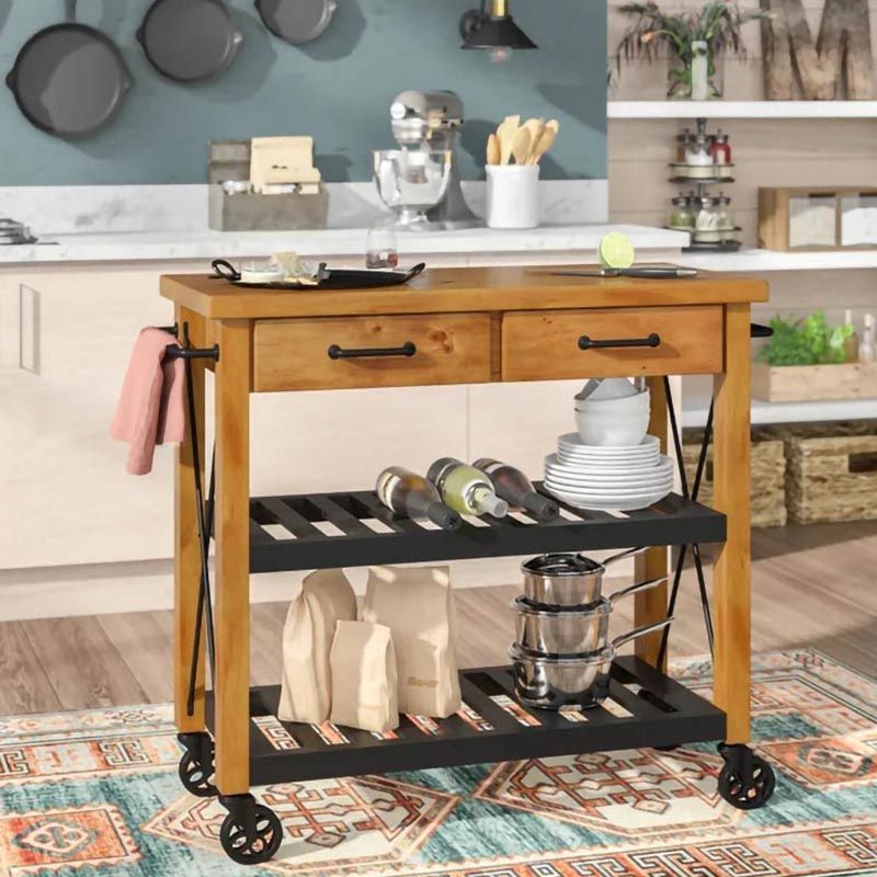 Carrello da cucina rotolante contemporaneo metallo rettangolare cucina carrello con asciugamano