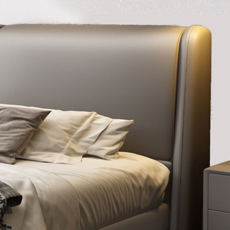 Letto da letto in legno contemporaneo Grigio scuro Volina in pelle Standard