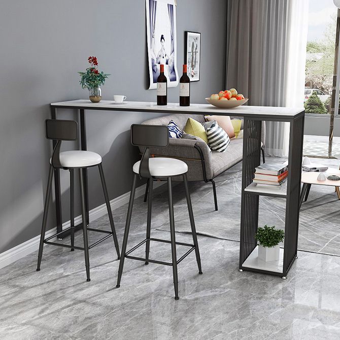 Rectangle Living Room Pub Height Dining Table Marble Bistro Table with Storage Clearhalo 'Bar Furniture' 'Bar Tables' 'bar_tables' 'furn' 'furn_bar_tables' 'Furniture' 'furniture_bar_tables' 'Kitchen & Dining Furniture' 1200x1200_ab86f48e-73b8-46d6-8a3b-36249d501417