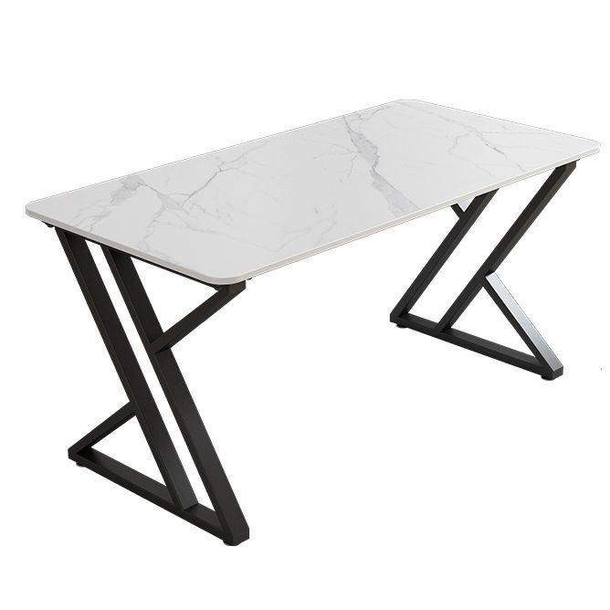 Eigentijdse kantoorbureau gebogen antieke afwerking computerbureau met metalen benen