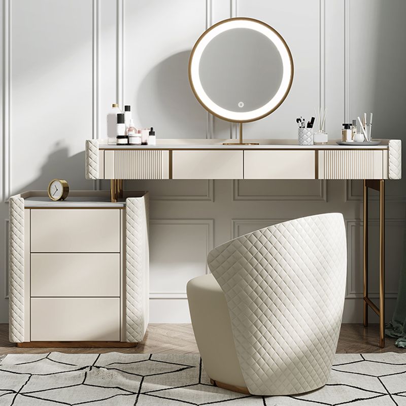 Slate Top Vanity Dressing Table Set Glam Solid Wood Makeup Vanity Set