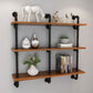 Metal and Wooden Floating Shelf Modern Natural Wall Mounted Bookshelf for Study Room