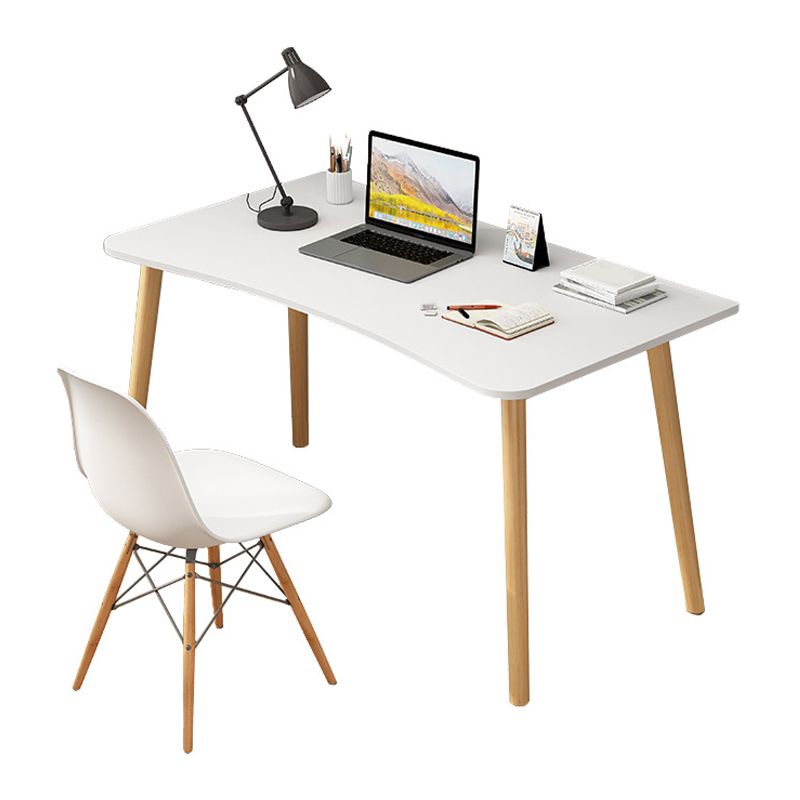 Modern White and Brown Office Desk Parsons Wooden Curved Writing Desk for Bedroom Clearhalo 'furn' 'furn_office_desk' 'Furniture' 'Office Desks' 'Office Furniture' 'office_desk' 1200x1200_ab8cb5a5-3a93-4c78-bd2b-2e7e9091c228