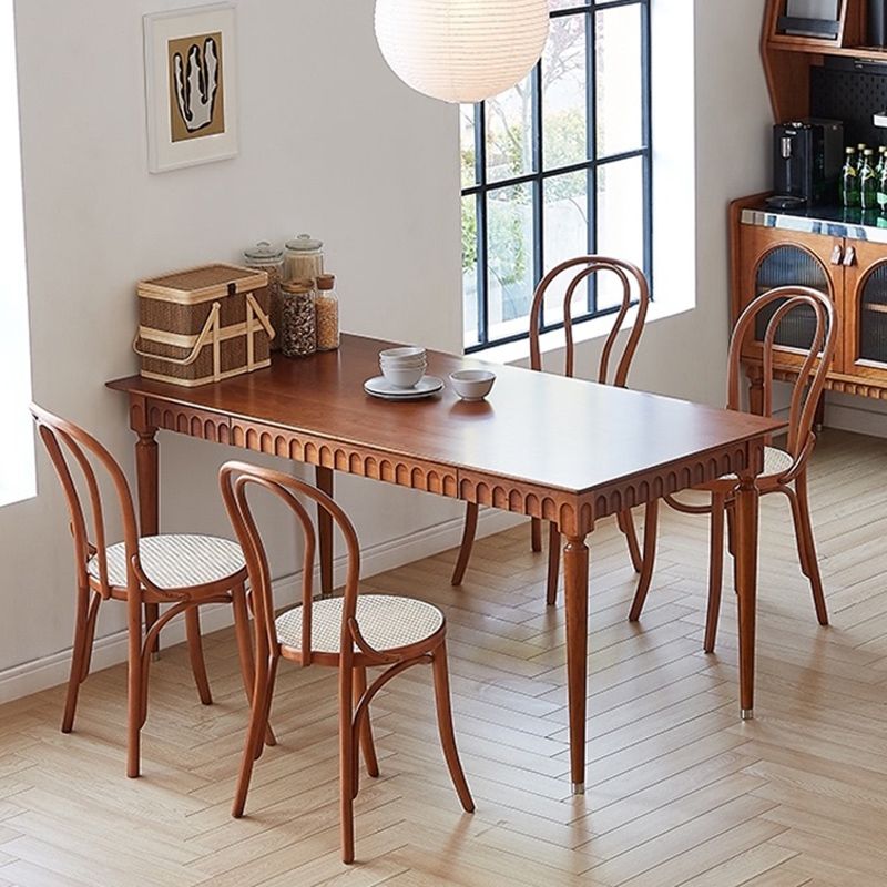 Modern Pine Wood Dining Set 1/5 Pcs Brown Dinette Set for Home Clearhalo 'Dining Room Sets' 'Dining Tables & Seating' 'dining_room_set' 'furn' 'furn_dining_room_set' 'Furniture' 'Kitchen & Dining Furniture' 1200x1200_ab8d9439-413b-4a22-84ac-d14b4143b438