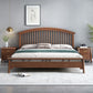 Traditional Open-Frame Bed Solid Wood Solid Color Slat Bed with Headboard