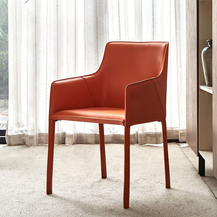 Leather Metal Modern Indoor-Outdoor Chair Dining Room Solid Back Chair Clearhalo ' kitchen&dining_furn' 'Dining Chairs' 'Dining Tables & Seating' 'dining_chair' 'furn' 'furn_dining_chair' 'Furniture' 'furniture_dining_chair' 'Kitchen & Dining Furniture' 'kitchen' 1200x1200_ab8db739-37b0-4053-ab83-a97ce21c2795