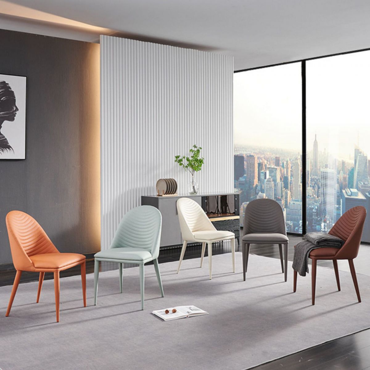 Sillas de comedor de cuero de faux contemporáneos silla de comedor de metal para uso en el hogar