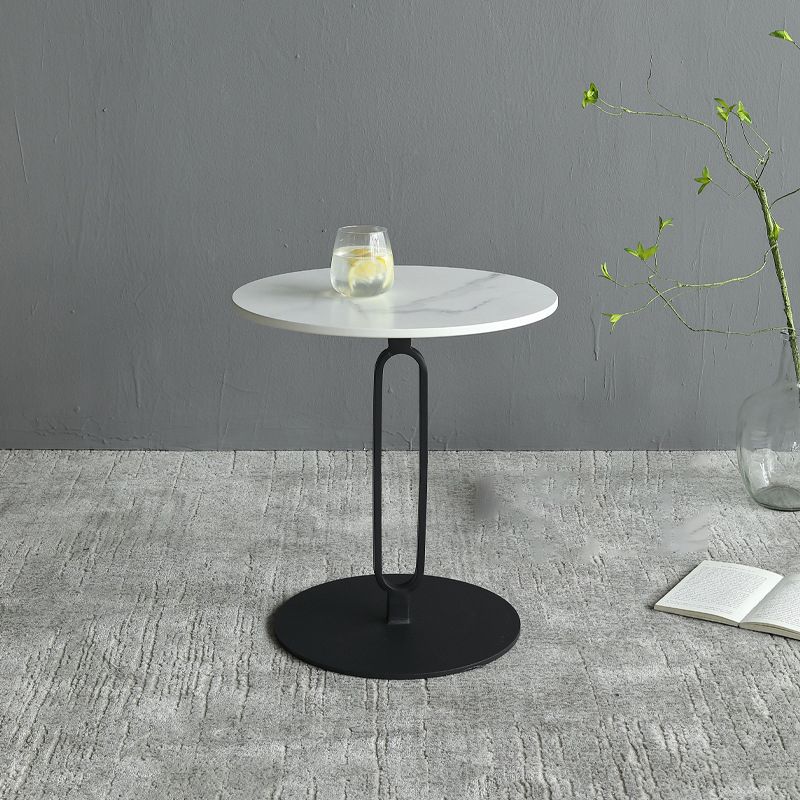 21.65" Tall Pedestal Side Table Mid-Century Modern Round Stone Top End Table