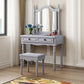 2-Drawers Mirror Table Dressing Table Victorian Solid Wood Make-up Vanity Clearhalo 'Bedroom Furniture' 'furn' 'furn_makeup_vanities' 'Furniture' 'Makeup Vanities' 'makeup_vanities' 1200x1200_ab8f5a4c-92bd-4fc8-b527-d1b4483809f1