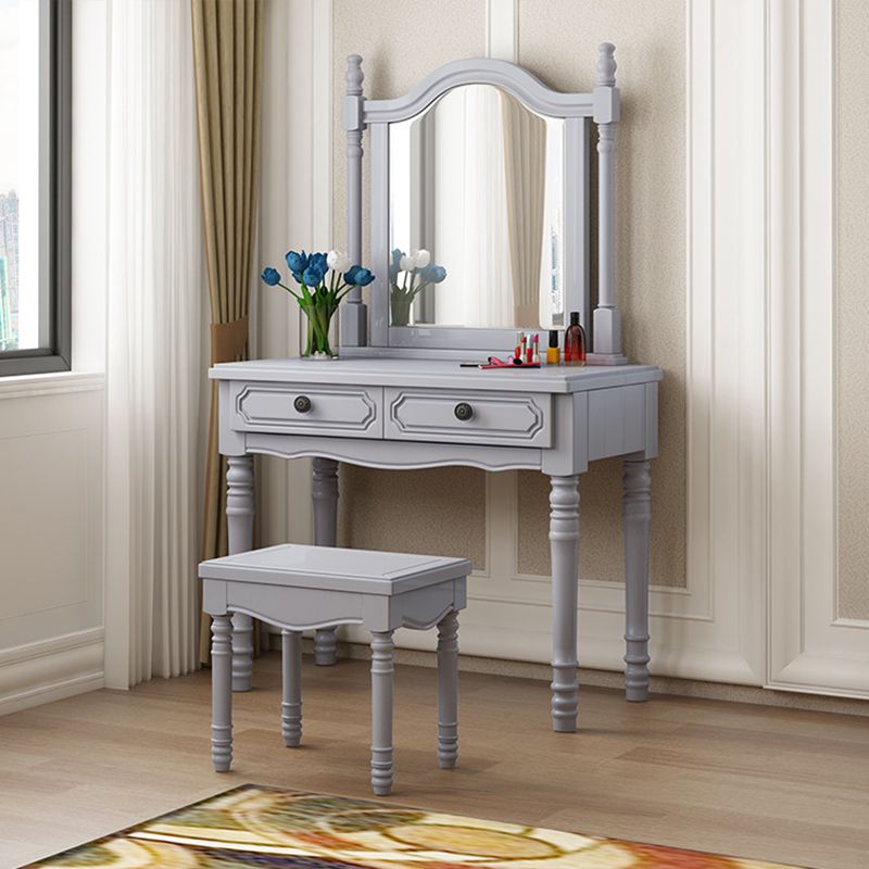 2-Drawers Mirror Table Dressing Table Victorian Solid Wood Make-up Vanity Clearhalo 'Bedroom Furniture' 'furn' 'furn_makeup_vanities' 'Furniture' 'Makeup Vanities' 'makeup_vanities' 1200x1200_ab8f5a4c-92bd-4fc8-b527-d1b4483809f1