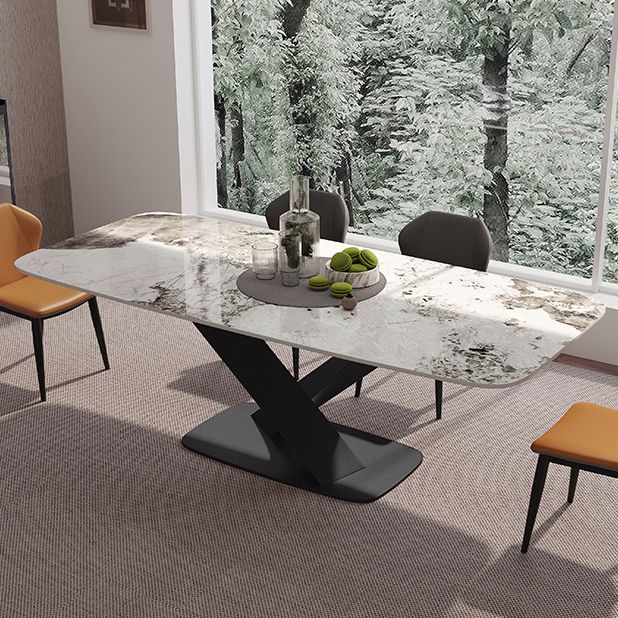 Metal Contemporary Rectangular Dining Table Sintered Stone Dining Table for Dining Room Clearhalo ' dining_table' 'Dining Tables & Seating' 'Dining Tables' 'furn' 'furn_dining_table' 'Furniture' 'furniture_dining_table' 'Kitchen & Dining Furniture' 'kitchen&dining_furn' 'kitchen' 'kitchen_dining_table' 1200x1200_ab91f1f1-abee-4005-ac25-a8fe6e0f7102