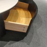 Round Nesting Coffee Table Pedestal Stone Cocktail Table with Drawer Clearhalo 'Coffee & Accent Tables' 'Coffee Tables' 'coffee_tables' 'furn' 'furn_coffee_tables' 'Furniture' 'Living Room Furniture' 1200x1200_ab93e57a-610c-49b7-ac50-4ceac4d1440b