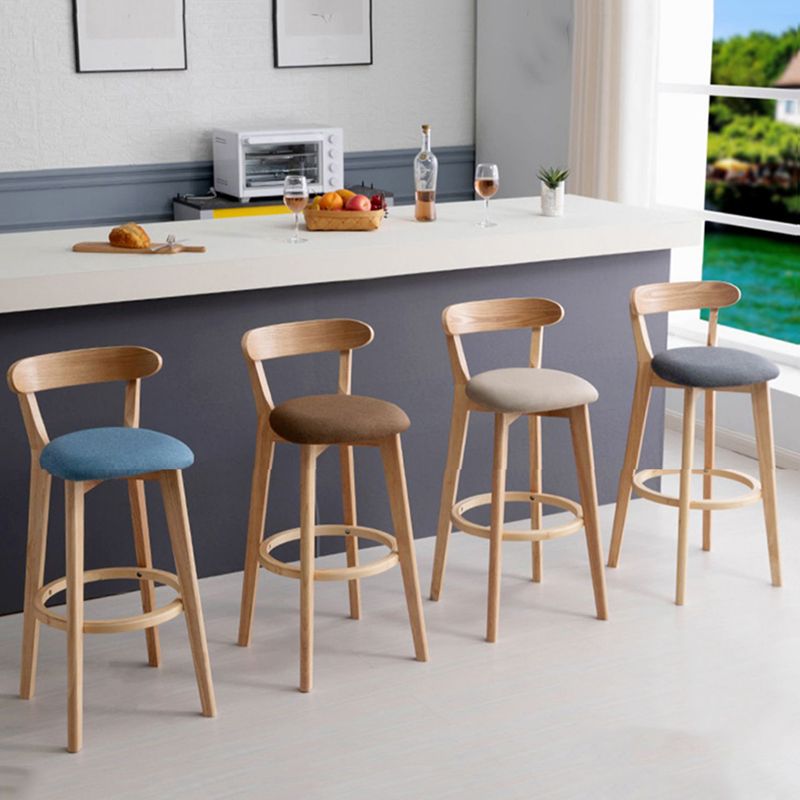 Modern Wood Barstool Fabric Cushion in Matte Finish for Indoor