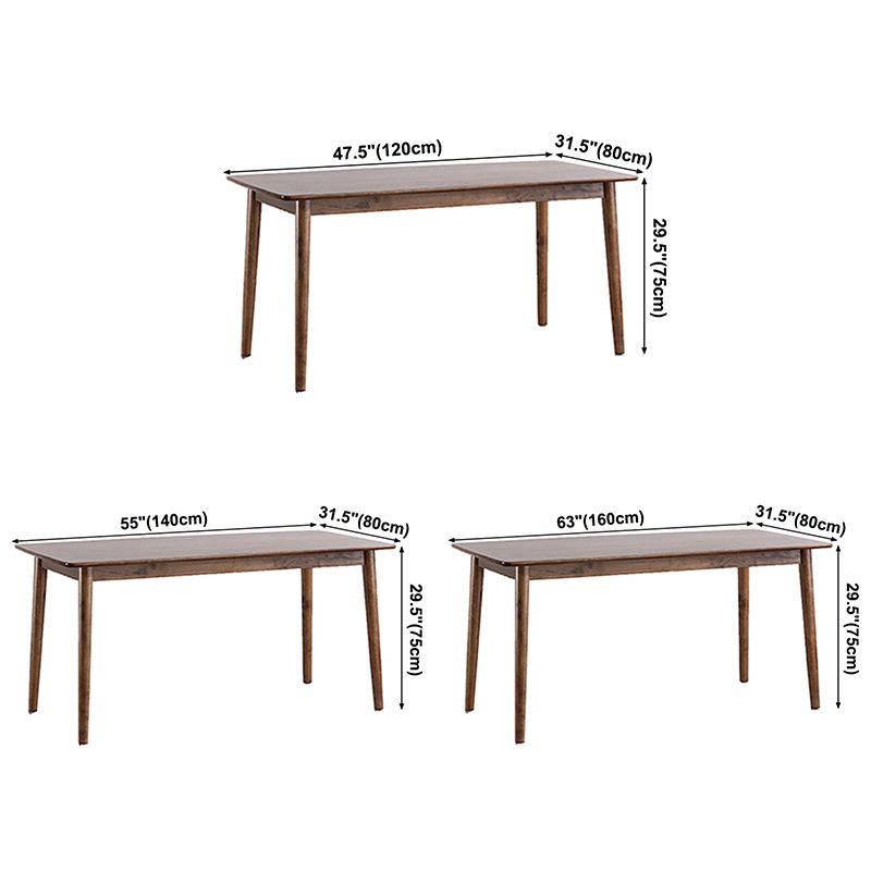 Rectangle Rubber Wood Table Modern Dining Table in Walnut with 4 Legs for Restaurant Clearhalo ' dining_table' 'Dining Tables & Seating' 'Dining Tables' 'furn' 'furn_dining_table' 'Furniture' 'furniture_dining_table' 'Kitchen & Dining Furniture' 'kitchen&dining_furn' 'kitchen' 'kitchen_dining_table' 1200x1200_ab97d65f-3890-4ce0-9d6e-ec5030178e3c