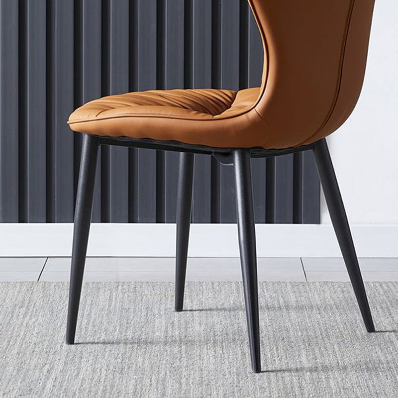 Sedia laterale in pelle finta gambe nere sala da pranzo parsons sedia