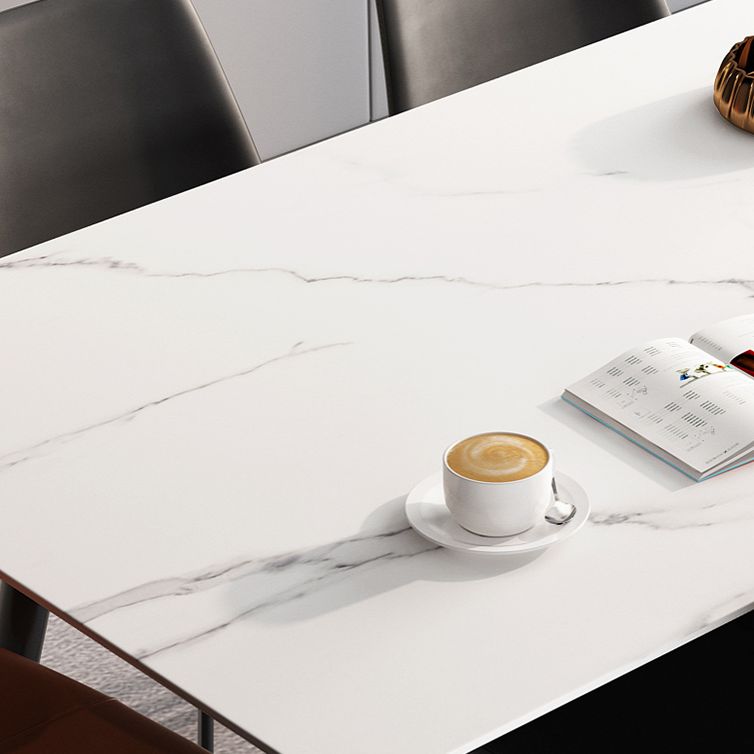 Modern Style Home Sintered Stone Dining Table 4 Legs Rectangular Table in White Clearhalo ' dining_table' 'Dining Tables & Seating' 'Dining Tables' 'furn' 'furn_dining_table' 'Furniture' 'furniture_dining_table' 'Kitchen & Dining Furniture' 'kitchen&dining_furn' 'kitchen' 'kitchen_dining_table' 1200x1200_ab9a4209-1f62-4c98-a6e3-731f5ece38d6