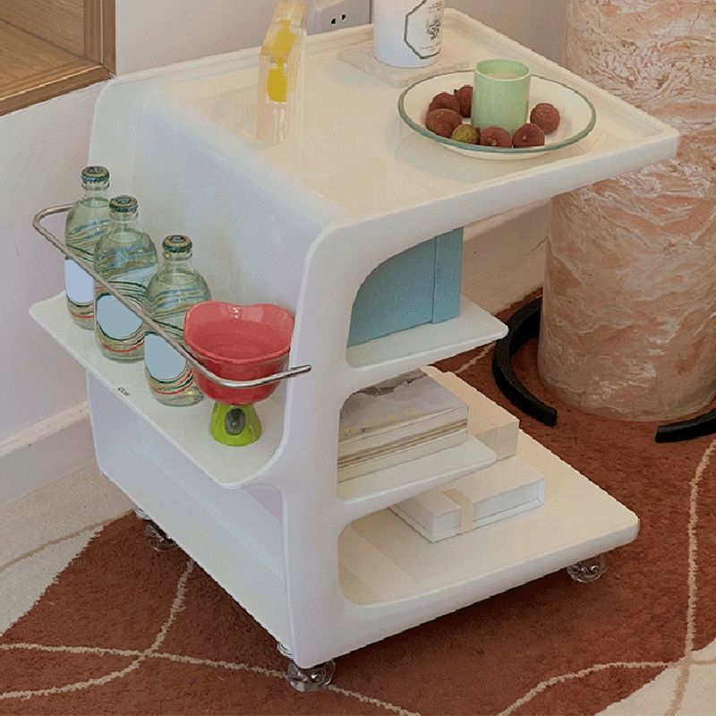 Modern Acrylic Sofa Side Accent Table 21.65" High End Table with Storage