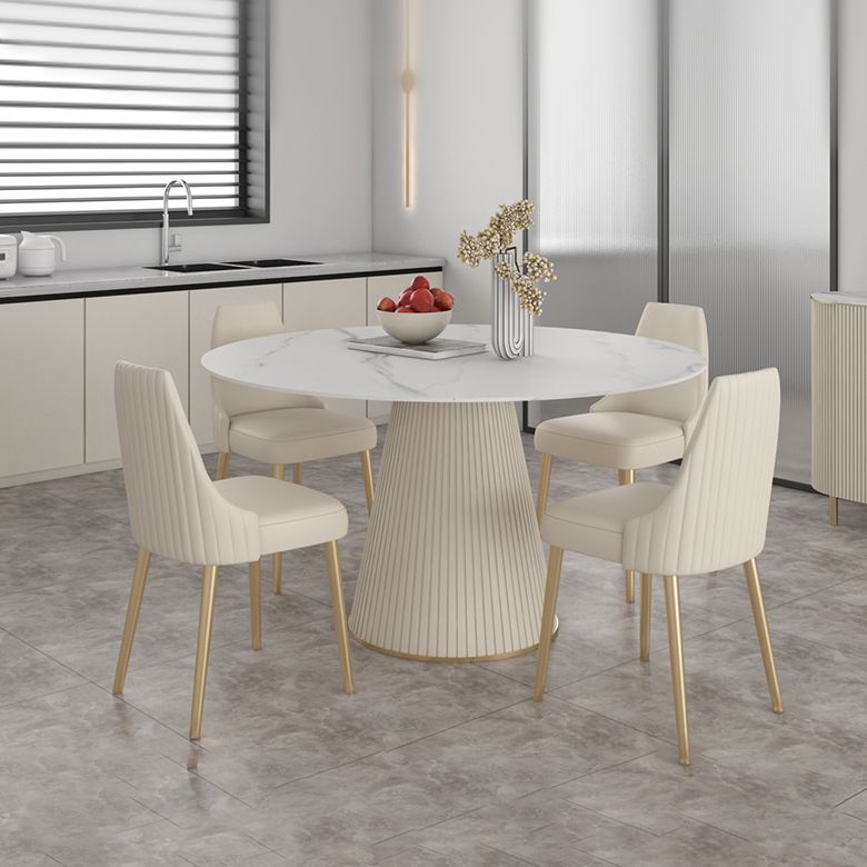 Round Sintered Stone Dining Table Traditional Luxury Table for Home Clearhalo 'Dining Tables & Seating' 'Dining Tables' 'dining_table' 'furn' 'furn_dining_table' 'Furniture' 'furniture_dining_table' 'Kitchen & Dining Furniture' 'kitchen' 'kitchen_dining_table' 1200x1200_ab9ab7a0-5a40-44cd-9c9e-782f8de4e5f1