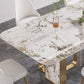 Rectangle Luxury Dining Table Sintered Stone Top Metal Base Home Kitchen Desk