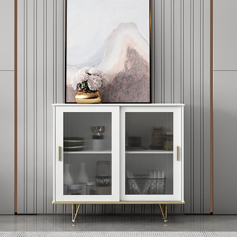 Glam Living Room Buffet Stand MDF Adjustable Shelving Sliding and Glass Doors Credenza Clearhalo 'buffet_sideboard' 'Buffets & Sideboards' 'Furniture' 'furniture_buffet_sideboard' 'Kitchen & Dining Furniture' 1200x1200_ab9b9f4f-d2c2-47bd-a3bf-d0932f6541e1