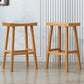 Solid Wood Backless Counter Stool Modern Armless Bar Stool with Wooden Footrest