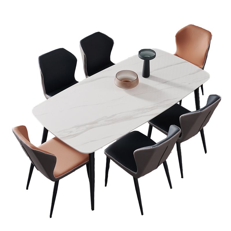 Simple Sintered Stone Standard Table Rectangle Shape Kitchen Dining Table with 4 Legs Base Clearhalo ' dining_table' 'Dining Tables & Seating' 'Dining Tables' 'furn' 'furn_dining_table' 'Furniture' 'furniture_dining_table' 'Kitchen & Dining Furniture' 'kitchen&dining_furn' 'kitchen' 'kitchen_dining_table' 1200x1200_ab9cc093-b347-4e11-98a5-cedbf2d21f26