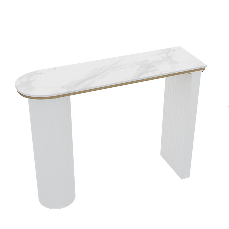Faux Marble Bistro Bar Table Double Pedestal Bar Table for Living Room Clearhalo 'Bar Furniture' 'Bar Tables' 'bar_tables' 'furn' 'furn_bar_tables' 'Furniture' 'Kitchen & Dining Furniture' 1200x1200_ab9cdc2b-8a77-49b1-83d2-6a20b4e06a21