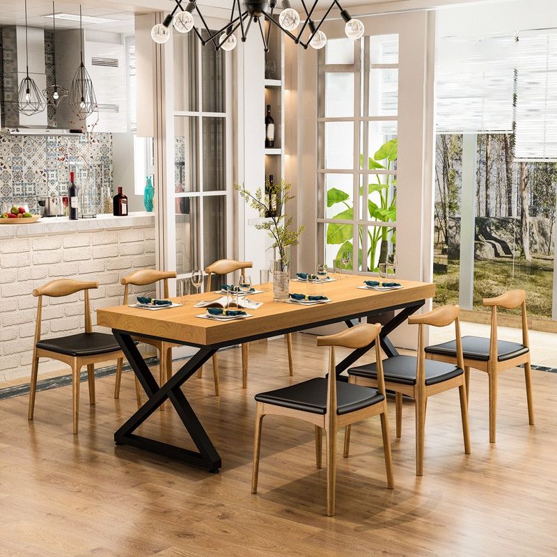Juego industrial de comedor 1/2/7 piezas de comedor de madera sólida