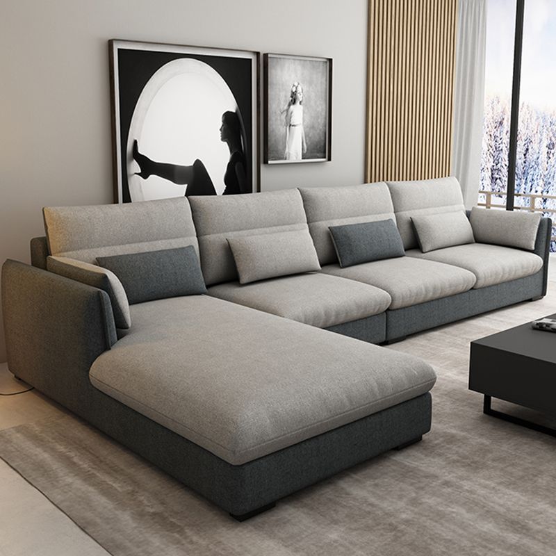 L-Shape 4-Seater Pillow Top Arm Removable Cushions Sectionals Sofas Clearhalo 'furn' 'furn_sectionals' 'Furniture' 'Living Room Furniture' 'Sectionals' 1200x1200_ab9f12f4-02ea-42a9-ab3e-53402028481b