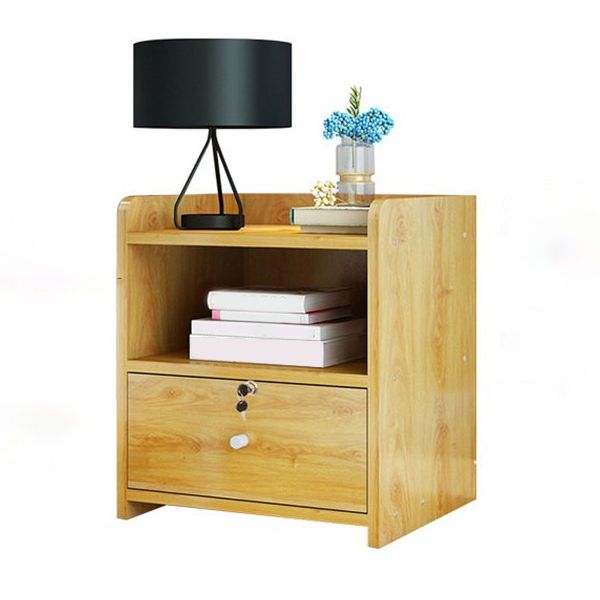 Panel artificial 18 '' Altantador de cajones de la mesita de altura Moderno de cama de cama con cerradura