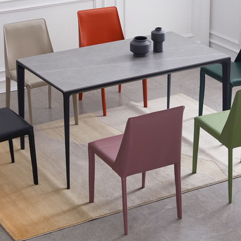 Contemporary PU Leather Dining Side Chair Matte Finish Solid Back Dining Chair Clearhalo ' kitchen&dining_furn' 'Dining Chairs' 'Dining Tables & Seating' 'dining_chair' 'Furniture' 'furniture_dining_chair' 'Kitchen & Dining Furniture' 'kitchen' 1200x1200_ab9f57bf-5e5c-4105-ab67-172d4ace046c
