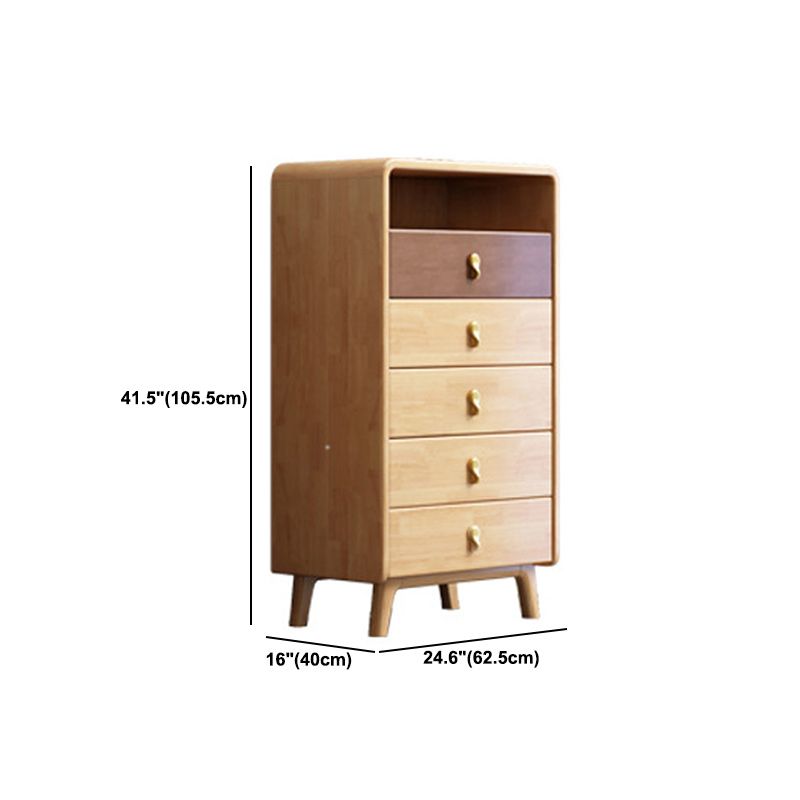 Hedendaagse natuurlijke accentkist met 4 houten benen en laden