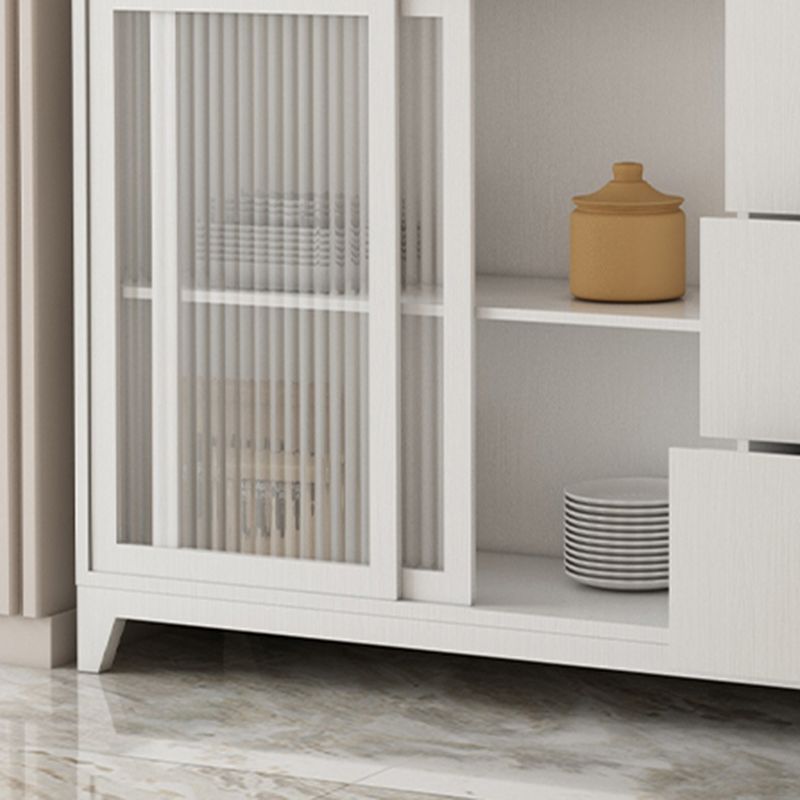Panneau latéral blanc moderne 15,7 "W Credenza en bois d'ingénierie avec porte en verre