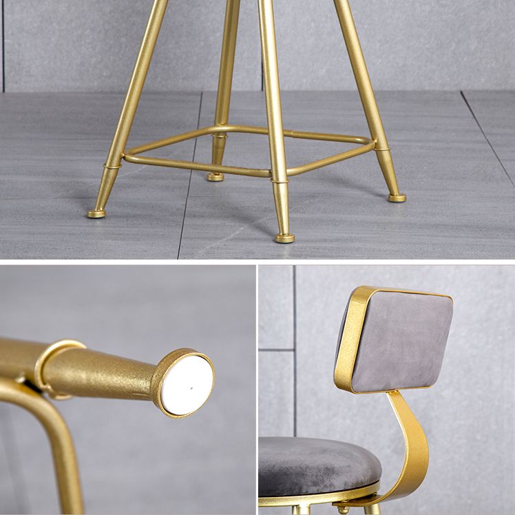 Glam Backrest Armless Counter Stool Iron Beauty Shop Bar Stool with Suede Cushion Clearhalo 'Bar Furniture' 'Bar Stools' 'bar_stools' 'furn' 'furn_bar_stools' 'furniture_bar_stools' 'Kitchen & Dining Furniture' 'kitchen&dining_furn' 'kitchen' 'kitchen_furn' Furniture' 1200x1200_aba260cc-f0f9-4483-acae-5bd8f1a4d1dd