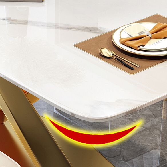 Modern Sintered Stone Dining Table Rectangular Dining Table Set with X-shaped Metal Frame Clearhalo 'Dining Room Sets' 'Dining Tables & Seating' 'dining_room_set' 'furn' 'furn_dining_room_set' 'Furniture' 'furniture_dining_room_set' 'Kitchen & Dining Furniture' 'kitchen&dining_furn' 'kitchen' 1200x1200_aba37f9e-38b5-4ae1-abfa-c55dc2023573