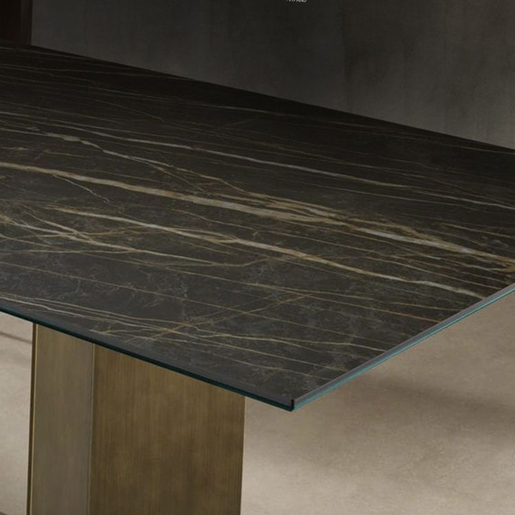 Sintered Stone Top Dining Table Industrial Kitchen Table with Black Metal Pedestal Clearhalo ' dining_table' 'Dining Tables & Seating' 'Dining Tables' 'furn' 'furn_dining_table' 'Furniture' 'furniture_dining_table' 'Kitchen & Dining Furniture' 'kitchen&dining_furn' 'kitchen' 'kitchen_dining_table' 1200x1200_aba65c2d-6b38-44c9-930f-e76a96596e13