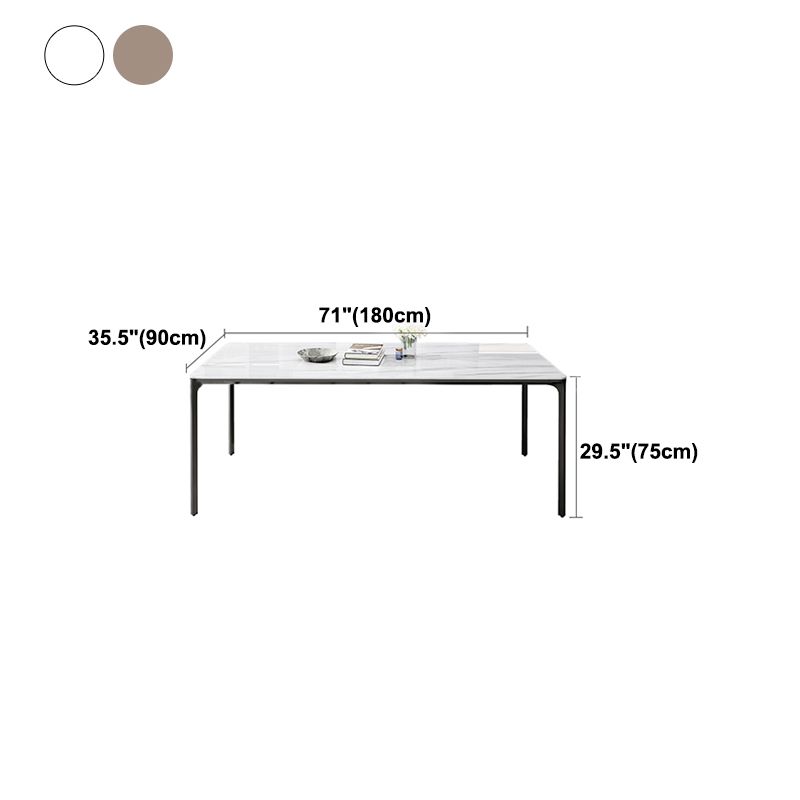 Rectangle Industrial Dining Table Sintered Stone Fixed Table with 4 Metal Legs Clearhalo ' dining_table' 'Dining Tables & Seating' 'Dining Tables' 'furn' 'furn_dining_table' 'Furniture' 'furniture_dining_table' 'Kitchen & Dining Furniture' 'kitchen&dining_furn' 'kitchen' 'kitchen_dining_table' 1200x1200_aba69ad1-d4bf-424b-aed4-5d99b67b5d4f