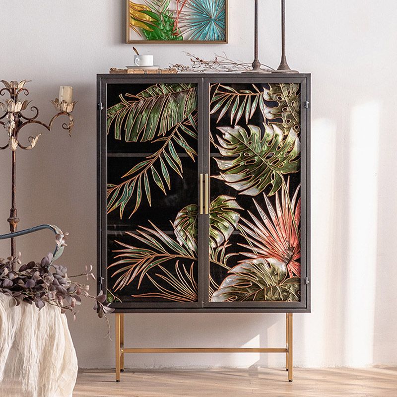 Glam Glass Door Sideboard Engineered Wood Side Board for Kitchen Use Clearhalo 'buffet_sideboard' 'Buffets & Sideboards' 'furn' 'furn_buffet_sideboard' 'Furniture' 'Kitchen & Dining Furniture' 1200x1200_aba70b9e-31c9-4dd0-a420-600a5bcaa518