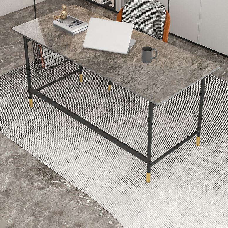 Glam Office Desk Antique Finish Computer Desk mit Metallbeinen